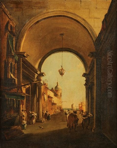 Venetian Capriccio Oil Painting by Giacomo Guardi