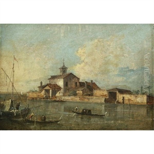 A View Of The Venetian Lagoon With The Island Of San Jacopo Di Paludo Oil Painting by Giacomo Guardi