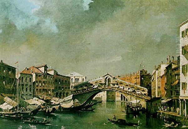 Die Rialto-bruecke In Venedig Oil Painting by Giacomo Guardi