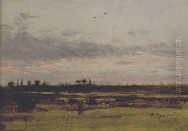 Paesaggio Al Tramonto Oil Painting by Roberto Guastalla