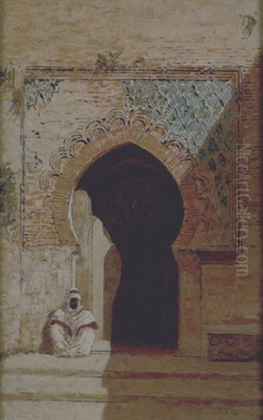 Arabo Seduto Davanti All'ingresso Della Moschea Oil Painting by Roberto Guastalla