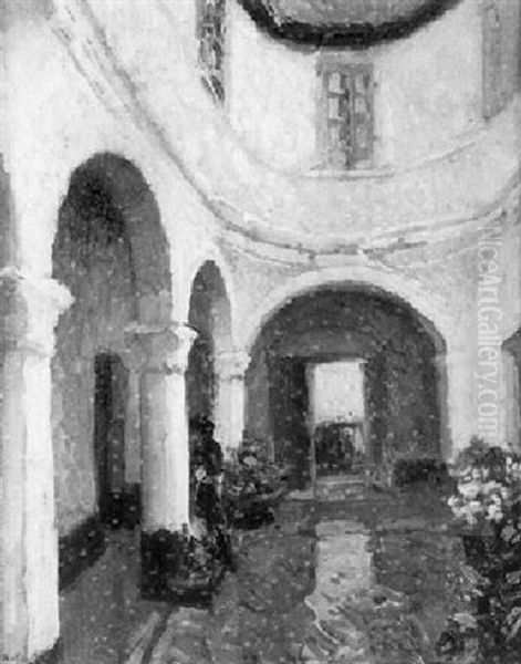 Patio Der Villa Favorita Oil Painting by Rudolf Gudden