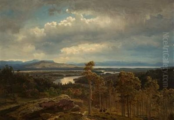 Hostlandskap Fra Ringerike Oil Painting by Hans Frederick Gude