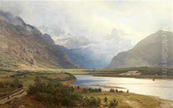 Romsdal Fra Nes Oil Painting by Hans Frederick Gude