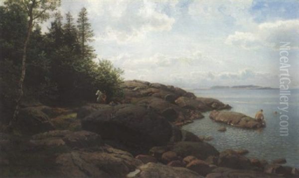 Fra Faeste Ved Moss Oil Painting by Hans Frederick Gude