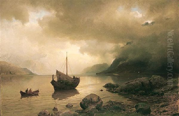 Bater Af Sognefjord Oil Painting by Hans Frederick Gude