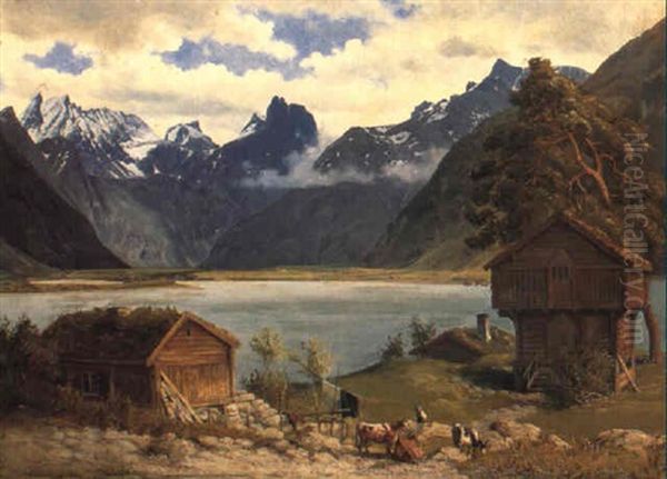 Parti Fra Skorge, Romsdalen Norge Oil Painting by Hans Frederick Gude