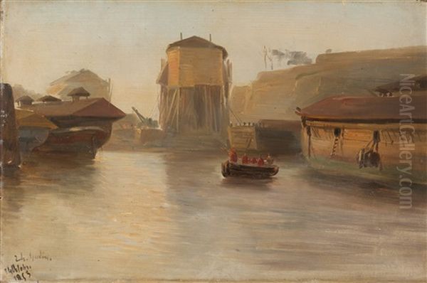Im Hafen Oil Painting by Theodore Gudin
