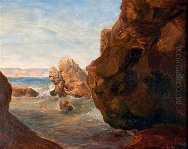 Vue D'une Cote Rocheuse Oil Painting by Theodore Gudin