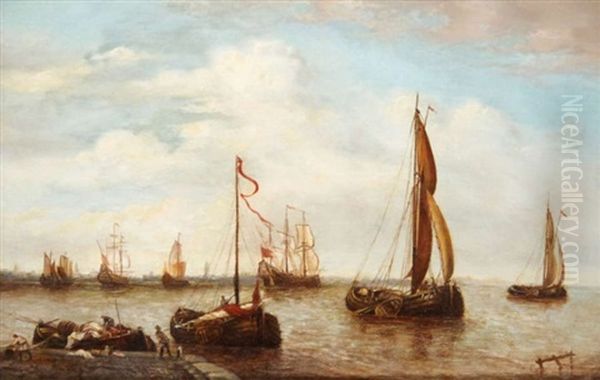 Scene Portuaire Oil Painting by Theodore Gudin