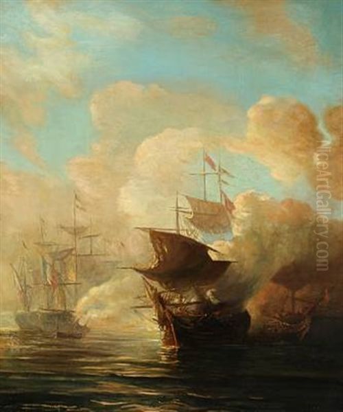 Naval Battle Oil Painting by Theodore Gudin