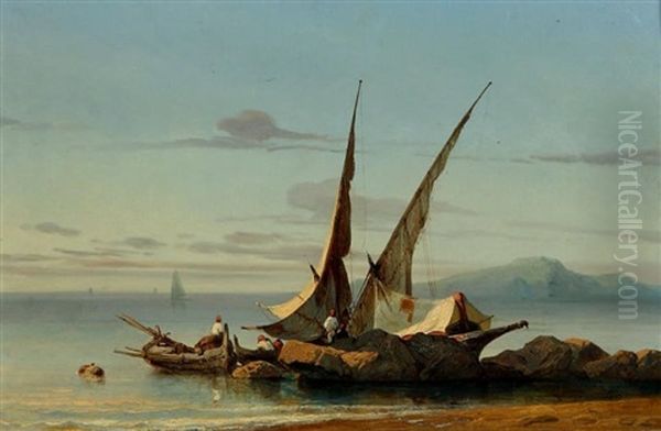 Felouque Au Moyen Orient Oil Painting by Theodore Gudin