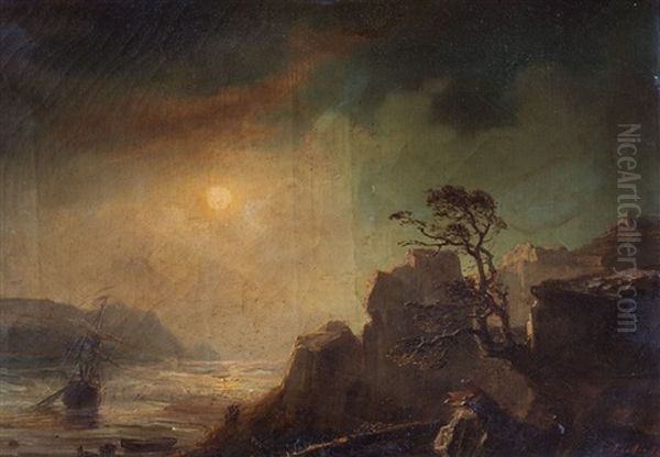 Marina Al Atardecer Oil Painting by Theodore Gudin