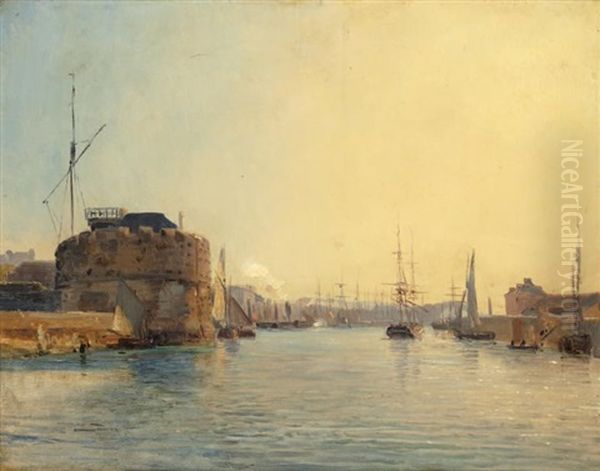 L'entree D'un Port Oil Painting by Theodore Gudin