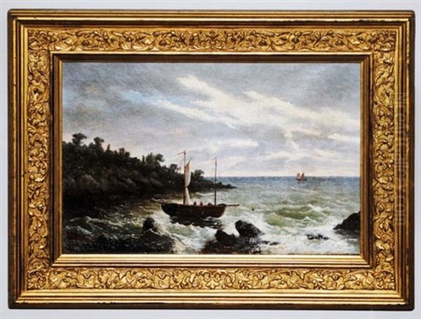 Coastal Seascape With Boats Oil Painting by Theodore Gudin
