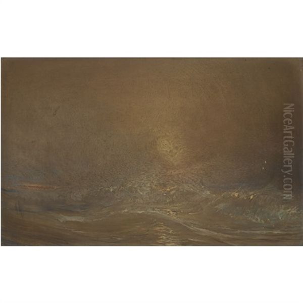 Sunset Over Rough Seas Oil Painting by Theodore Gudin