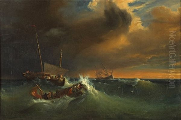 Scene De Naufrage Oil Painting by Theodore Gudin