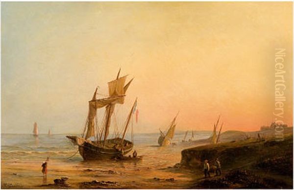 Fischerboote Im Abendlicht Oil Painting by Theodore Gudin