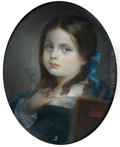Portrait D'elizabeth Gudin Baronne Meyendorff, Dite Bessy Oil Painting by Theodore Gudin