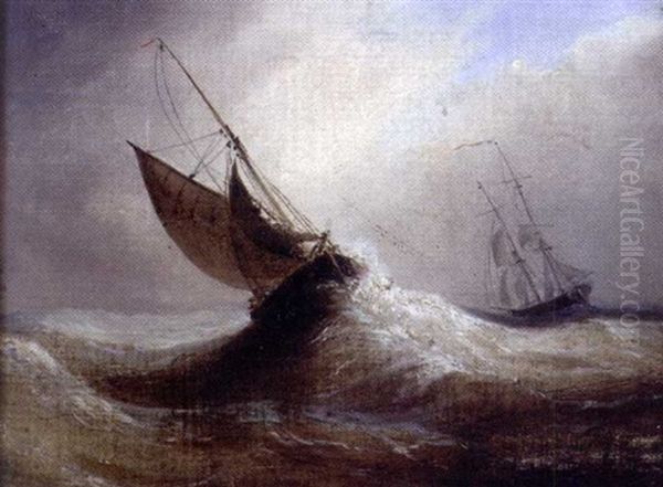 Voiliers Dans La Tempete Oil Painting by Theodore Gudin