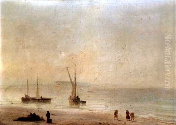 Maree Basse, 1859 Oil Painting by Theodore Gudin