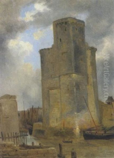 Die Hafeneinfahrt In La Rochelle Oil Painting by Theodore Gudin