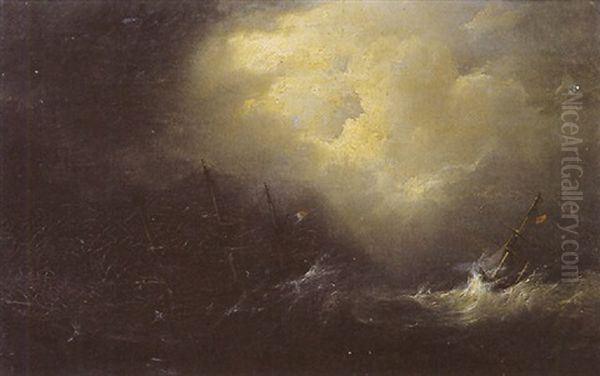 Scene De Naufrage Oil Painting by Theodore Gudin