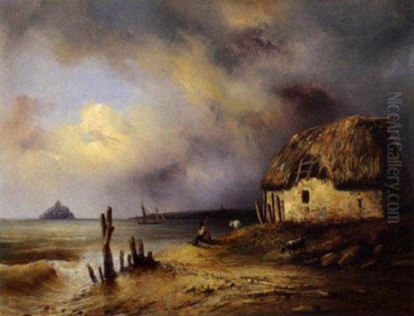 Le Mont Saint Michel Oil Painting by Theodore Gudin