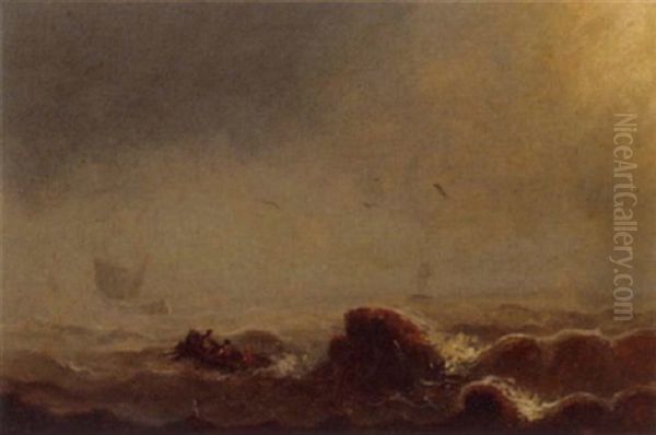 Une Marine Oil Painting by Theodore Gudin