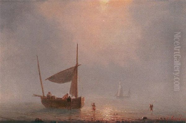 Unloading The Catch Oil Painting by Theodore Gudin