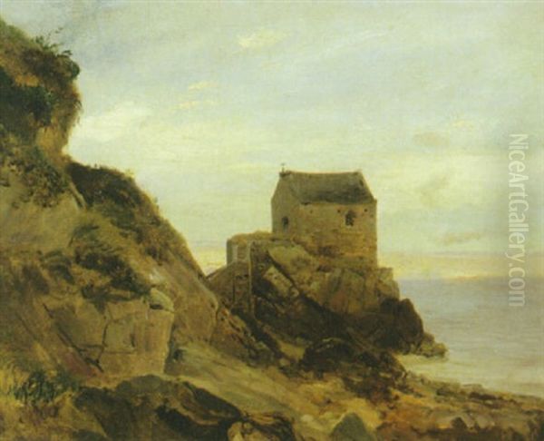 Kapelle An Einer Felsenkuste Oil Painting by Theodore Gudin