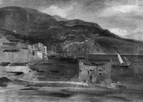 Im Hafen Von Amalfi Oil Painting by Theodore Gudin