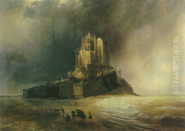 Le Mont Saint-michel Maree Montante Oil Painting by Theodore Gudin