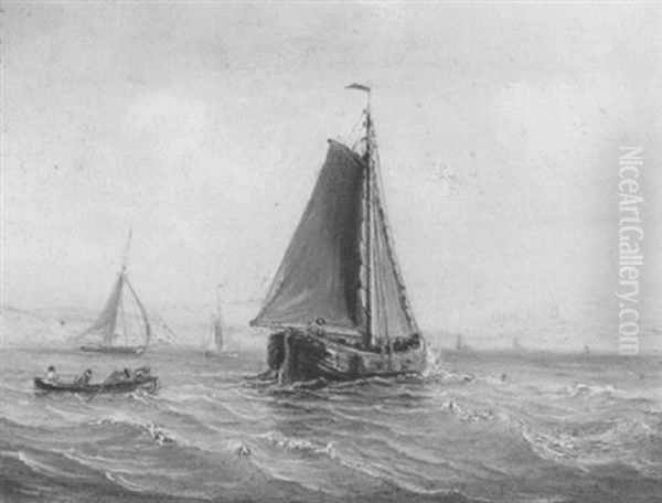 Zeilschip Op Kalme Zee Oil Painting by Theodore Gudin