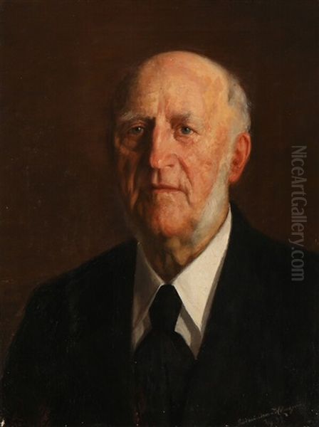 Portrait Of An Elderly Gentleman Oil Painting by Johan Gudmundsen-Holmgreen