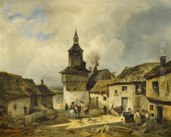 Franzosische Dorflandschaft Oil Painting by Julien-Michel Gue