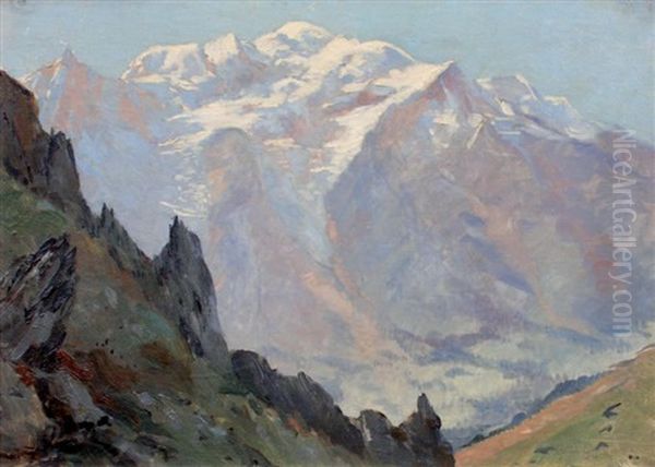 Paysage Du Mont Blanc Oil Painting by Gaston Edouard Guedy