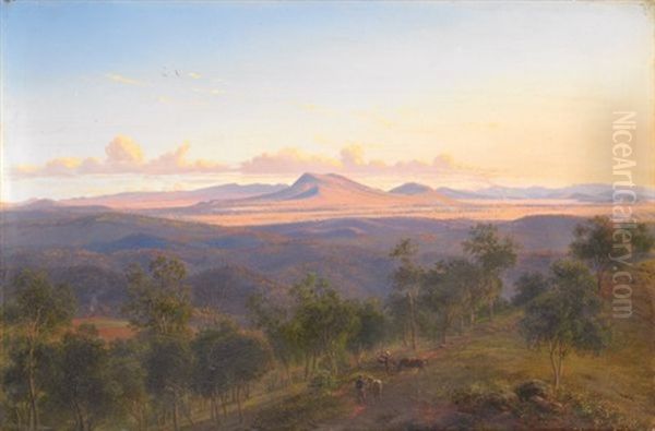 A View From Daylesford Towards The Pyrenees Oil Painting by Eugen von Guerard
