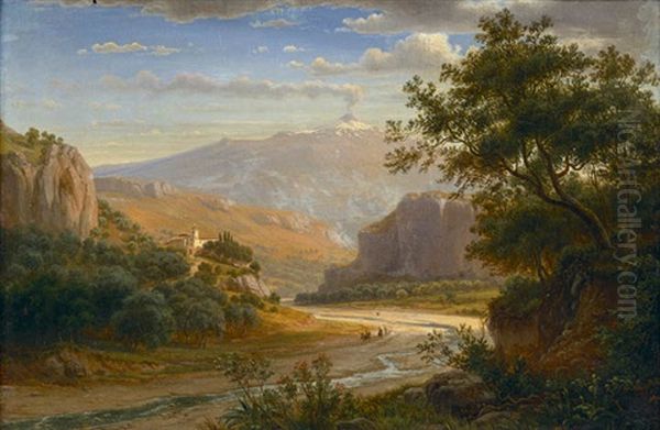 Mount Etna, Sicily From San Giovanni Oil Painting by Eugen von Guerard