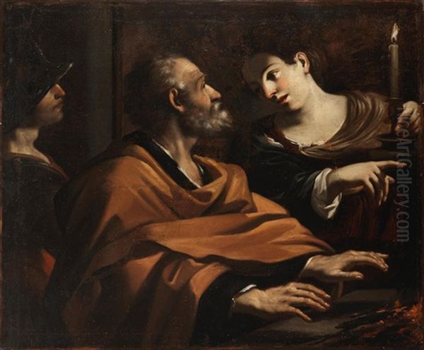 The Denial Of Saint Peter Oil Painting by Giovanni Francesco Barbieri