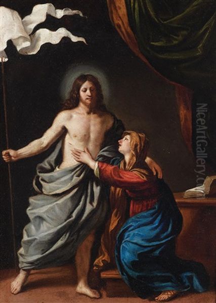 The Risen Christ Appears To The Virgin Oil Painting by Giovanni Francesco Barbieri