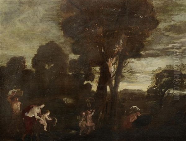 The Infant Bacchus Oil Painting by Giovanni Francesco Barbieri