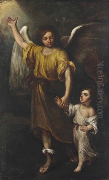 Tobias And The Archangel Oil Painting by Giovanni Francesco Barbieri