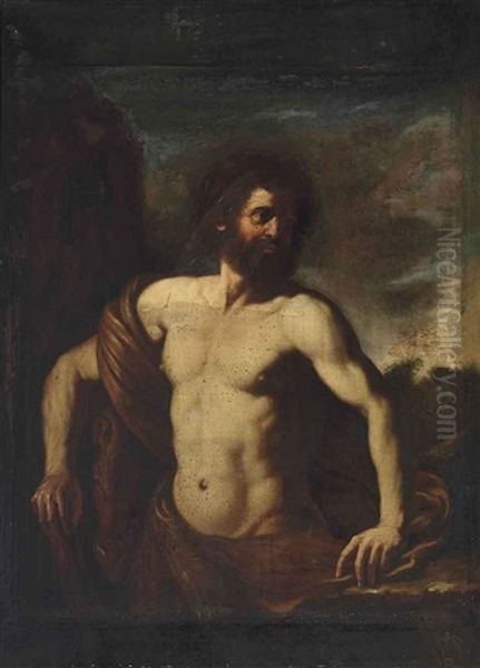 Hercules In A Wooded Landscape Oil Painting by Giovanni Francesco Barbieri