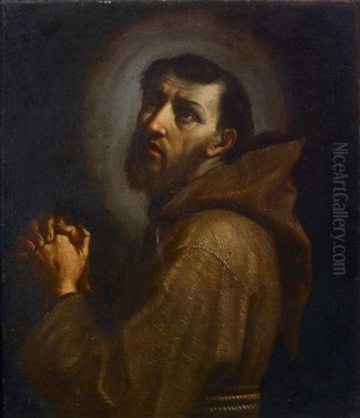 Saint Francois En Priere Oil Painting by Giovanni Francesco Barbieri