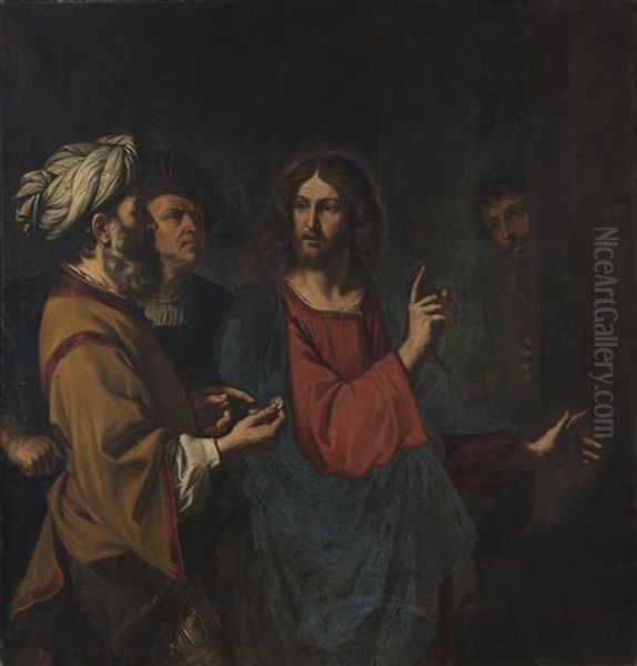 Cristo Della Moneta (il Tributo) Oil Painting by Giovanni Francesco Barbieri