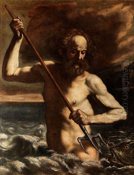 Neptun In Den Meereswogen Oil Painting by Giovanni Francesco Barbieri