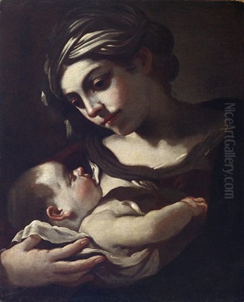 Madonna Mit Kind Oil Painting by Giovanni Francesco Barbieri