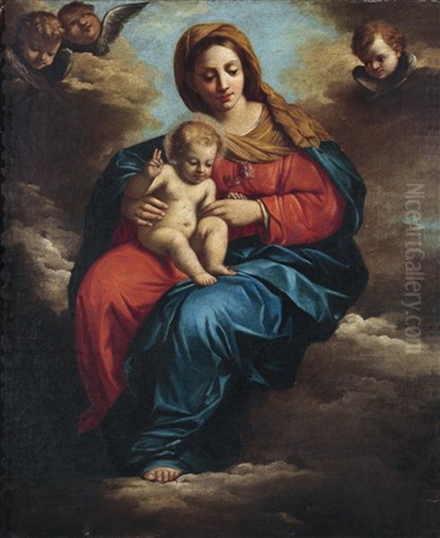 Madonna Mit Kind Auf Wolken Oil Painting by Giovanni Francesco Barbieri