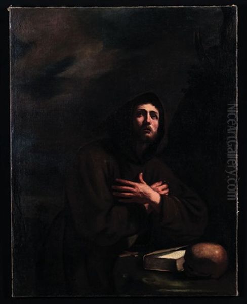 Saint Francois En Priere Oil Painting by Giovanni Francesco Barbieri